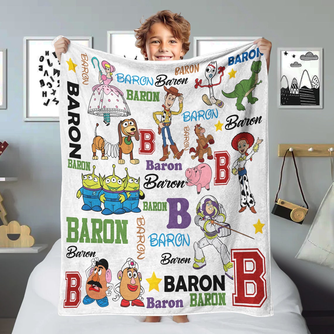 Personalized Toy Movie Blanket, Characters Blanket, Cartoon Movie